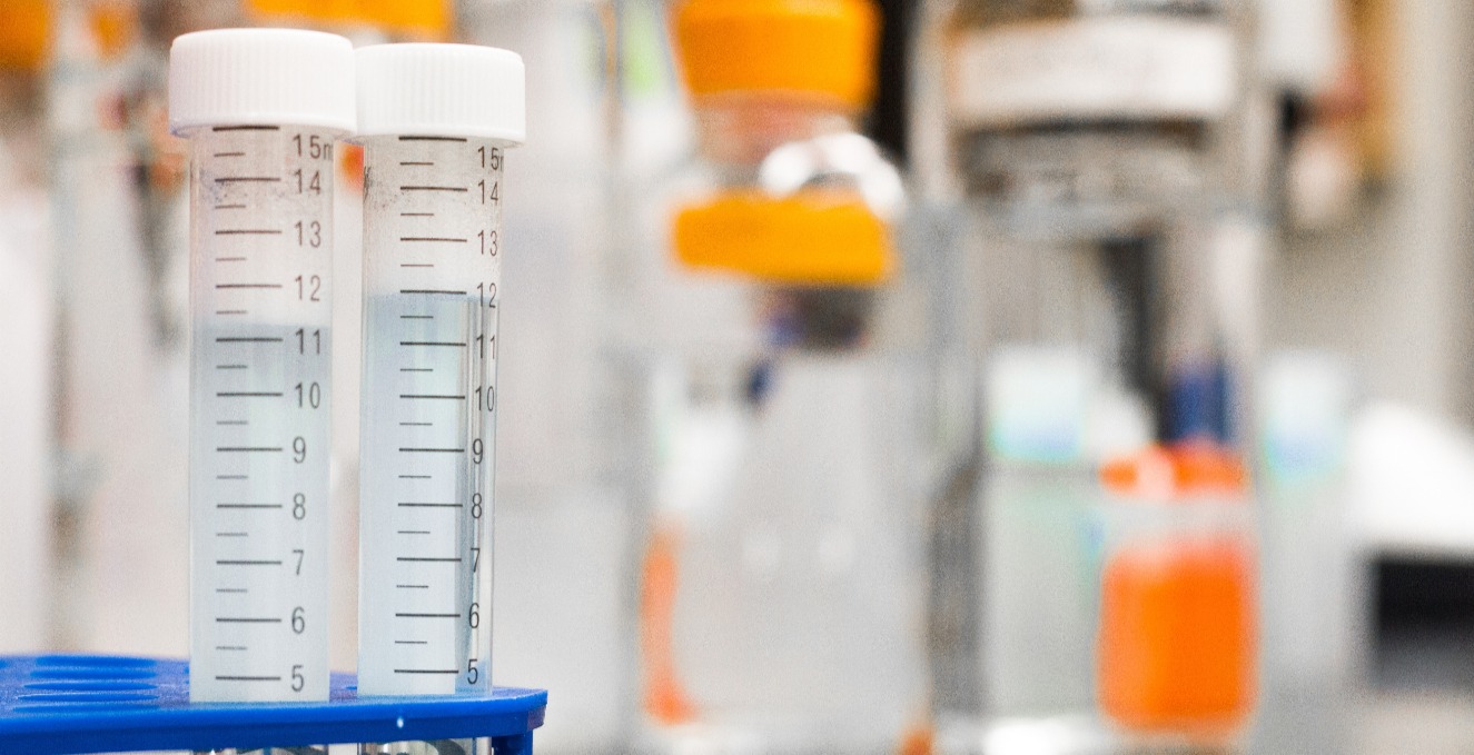 beakers at a lab station